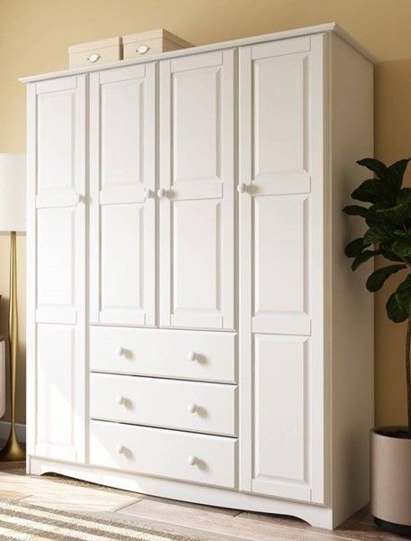Palace Imports Family White Solid Wood Wardrobe | Solid Wood Wardrobes,  Wood Wardrobe, Wardrobe Interior Design Inside Large White Wardrobes With Drawers (View 10 of 20)