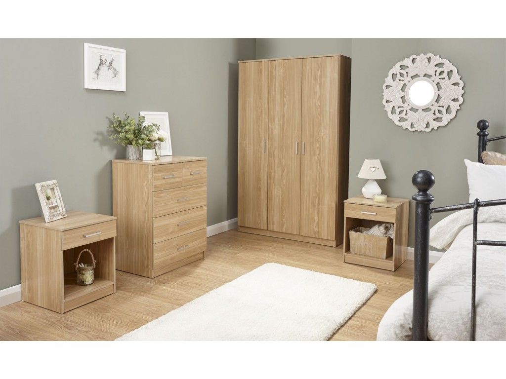 Panama Oak 4 Piece Set Wardrobe Chest Of Drawers Pair Of Bedsides Inside Wardrobes And Chest Of Drawers Combined (View 4 of 20)