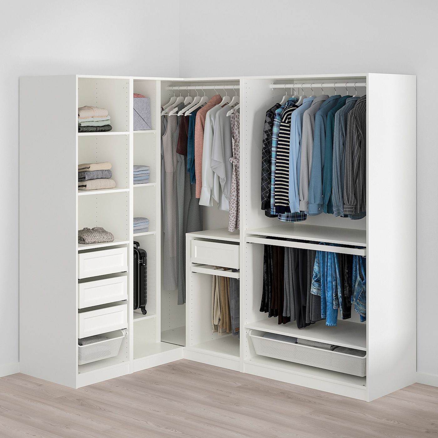 Pax Corner Wardrobe, White, 210/160x201 Cm – Ikea Throughout White Corner Wardrobes (View 3 of 20)