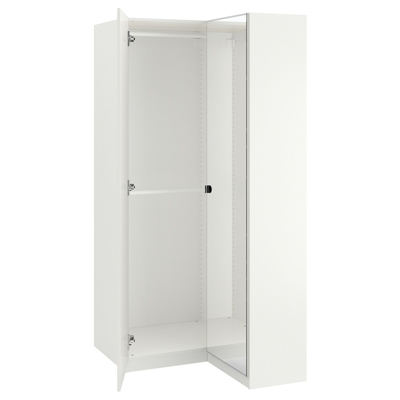 Pax / Fardal/vikedal Corner Wardrobe, White High Gloss/white/mirror Glass,  110/88x201 Cm – Ikea With White Gloss Corner Wardrobes (Gallery 5 of 20)