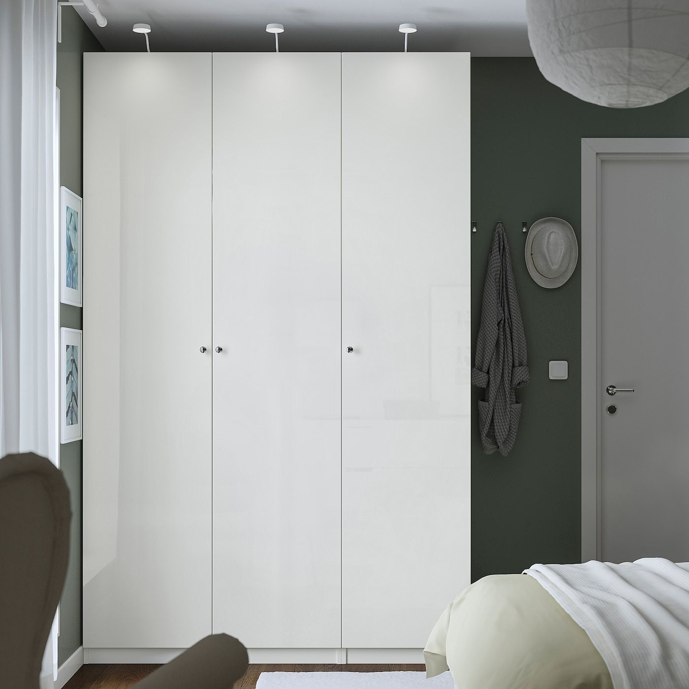 Pax / Fardal Wardrobe Combination, White/high Gloss White, 150x60x236 Cm –  Ikea For High Gloss Doors Wardrobes (View 9 of 20)