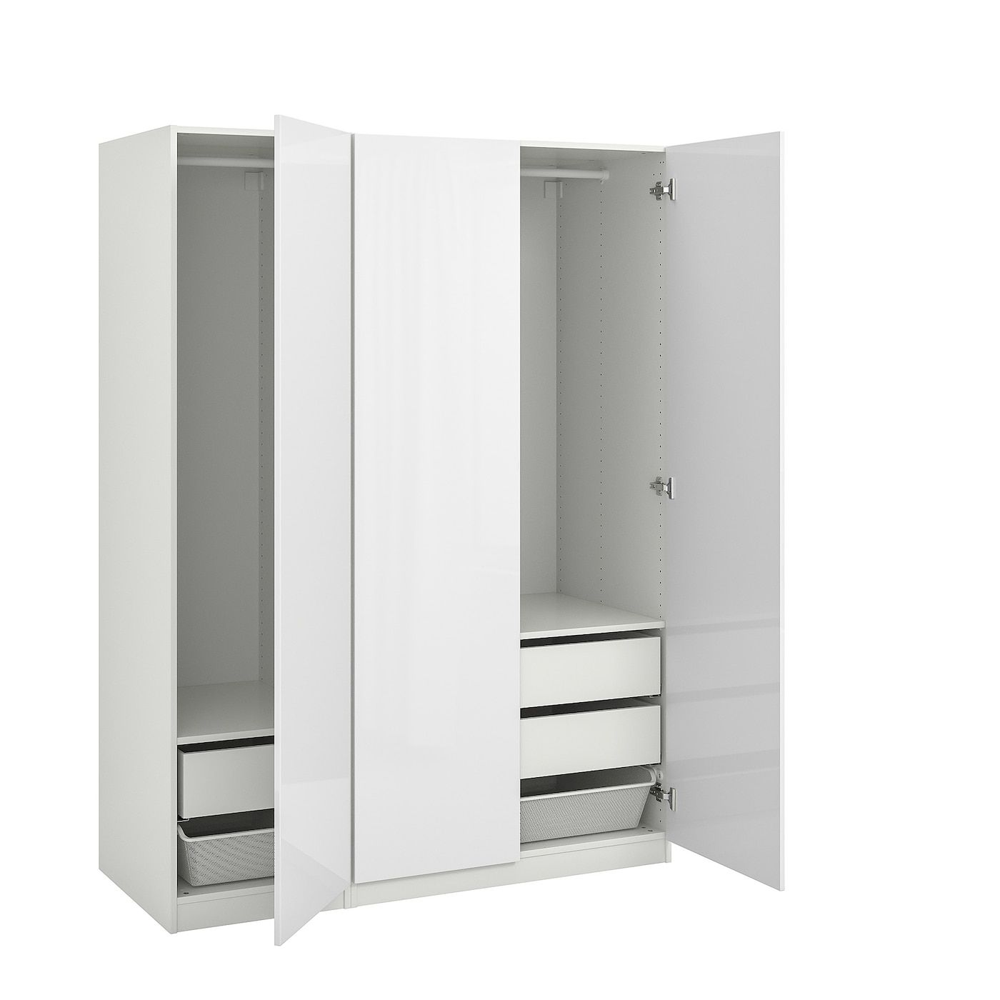 Pax / Fardal Wardrobe, White/high Gloss/white, 150x60x201 Cm – Ikea With Regard To Tall White Gloss Wardrobes (View 13 of 20)