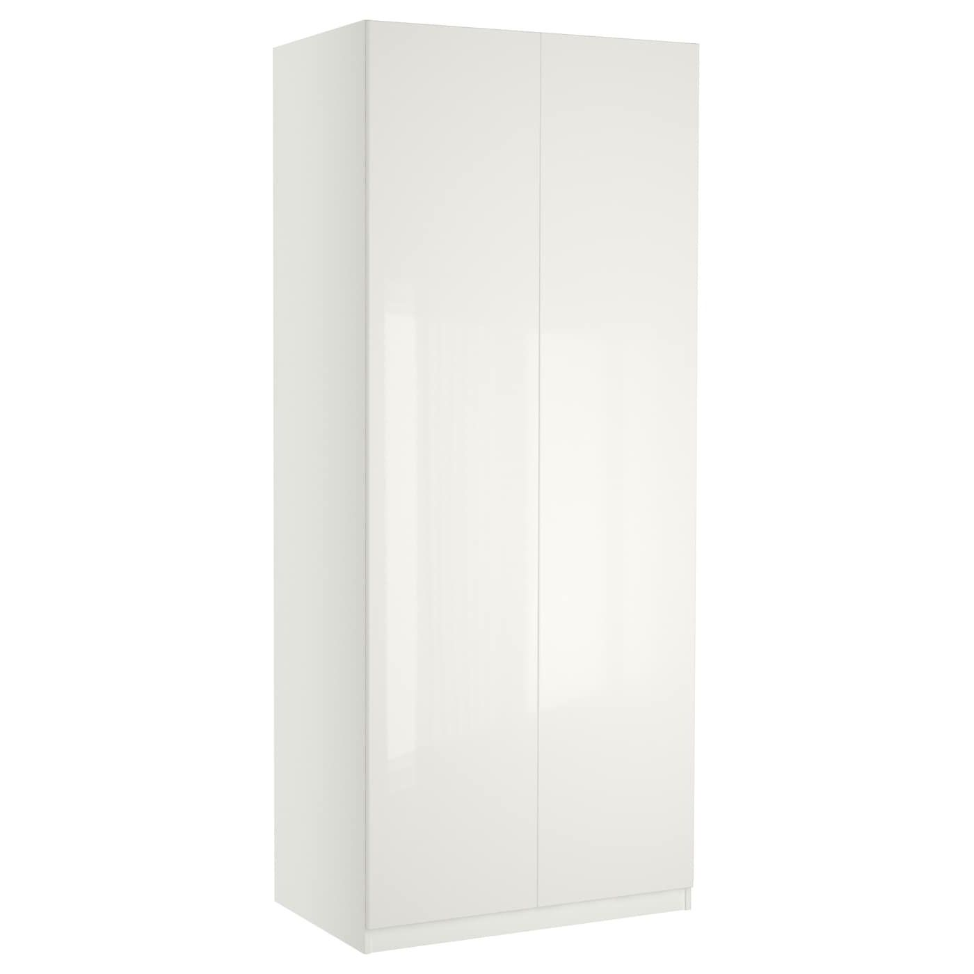 Pax / Fardal Wardrobe With 2 Doors, White/high Gloss/white, 100x60x236 Cm –  Ikea In Tall White Gloss Wardrobes (Gallery 1 of 20)