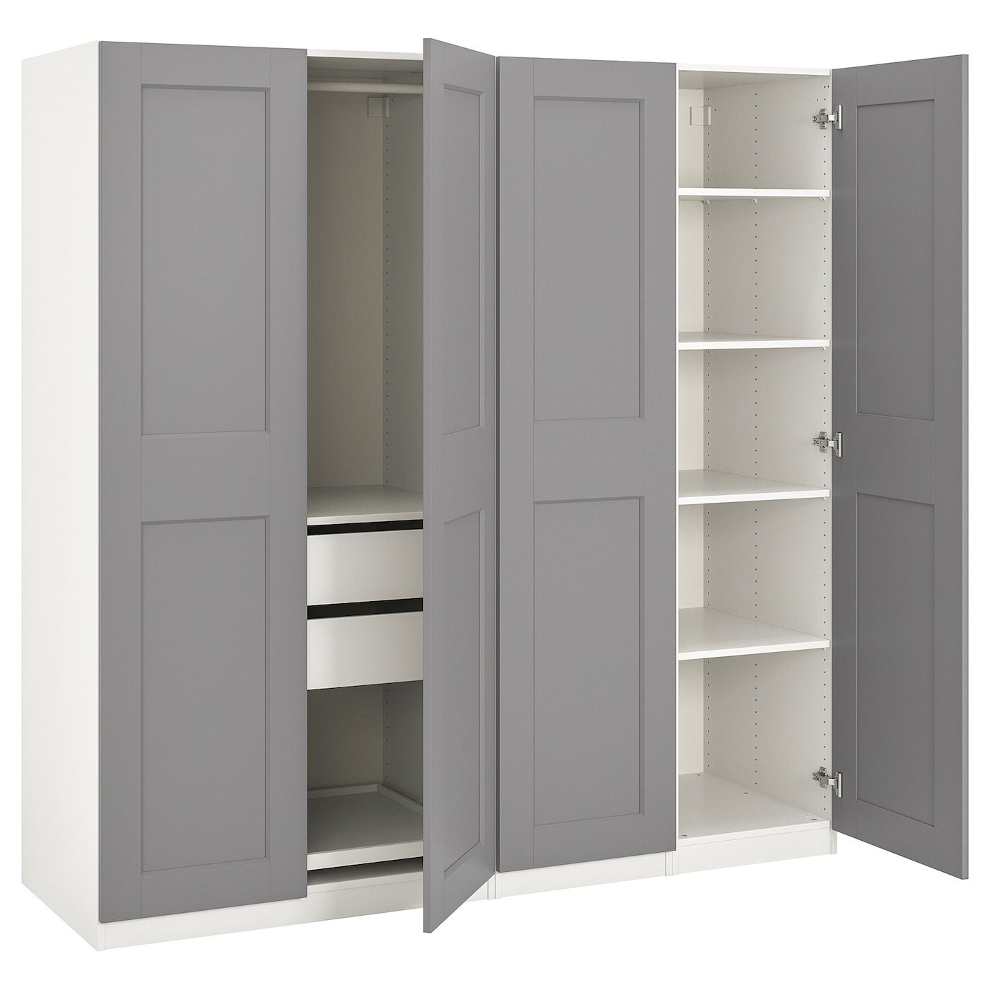 Pax / Grimo Wardrobe Combination, White/grimo Gray, 783/4x235/8x791/4" –  Ikea With Grey Wardrobes (View 6 of 20)