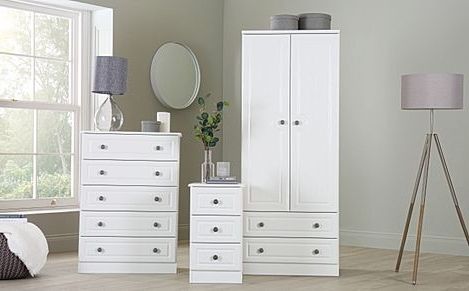 Pembroke White 3 Piece 2 Door Wardrobe Bedroom Furniture Set | Furniture  And Choice Intended For Cheap Wardrobes And Chest Of Drawers (View 7 of 20)