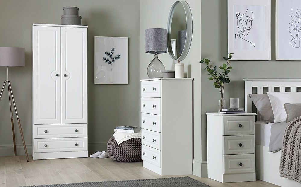 Pembroke White 3 Piece 2 Door Wardrobe Bedroom Furniture Set | Furniture  And Choice Throughout Cheap White Wardrobes Sets (View 3 of 20)