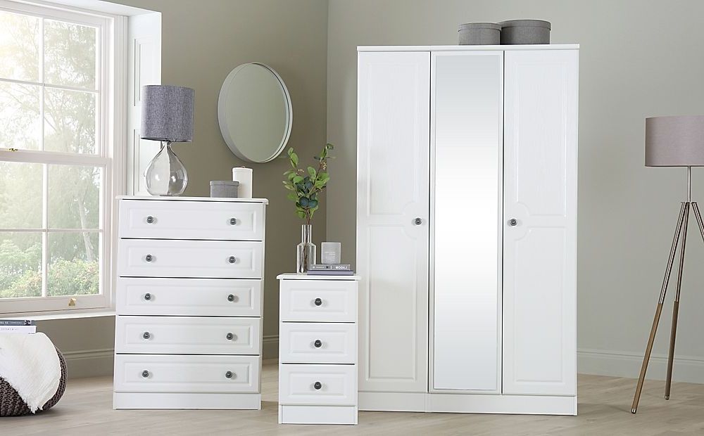 Pembroke White 3 Piece 3 Door Wardrobe Bedroom Furniture Set | Furniture  And Choice Pertaining To Cheap White Wardrobes Sets (Gallery 1 of 20)