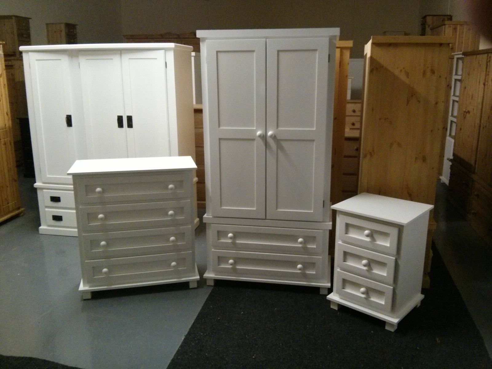 Pine Furniture Egyptian 3 Piece Bedroom Pack White Shabby Chic No Flat  Packs | Ebay Within Shabby Chic Pine Wardrobes (Gallery 3 of 20)