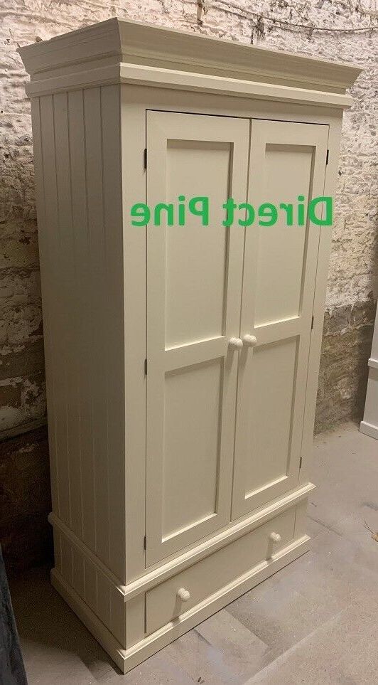 Pine Victorian Gents 2 Drawer Wardrobe Painted White Shabby Chic | Ebay With Shabby Chic Pine Wardrobes (Gallery 8 of 20)