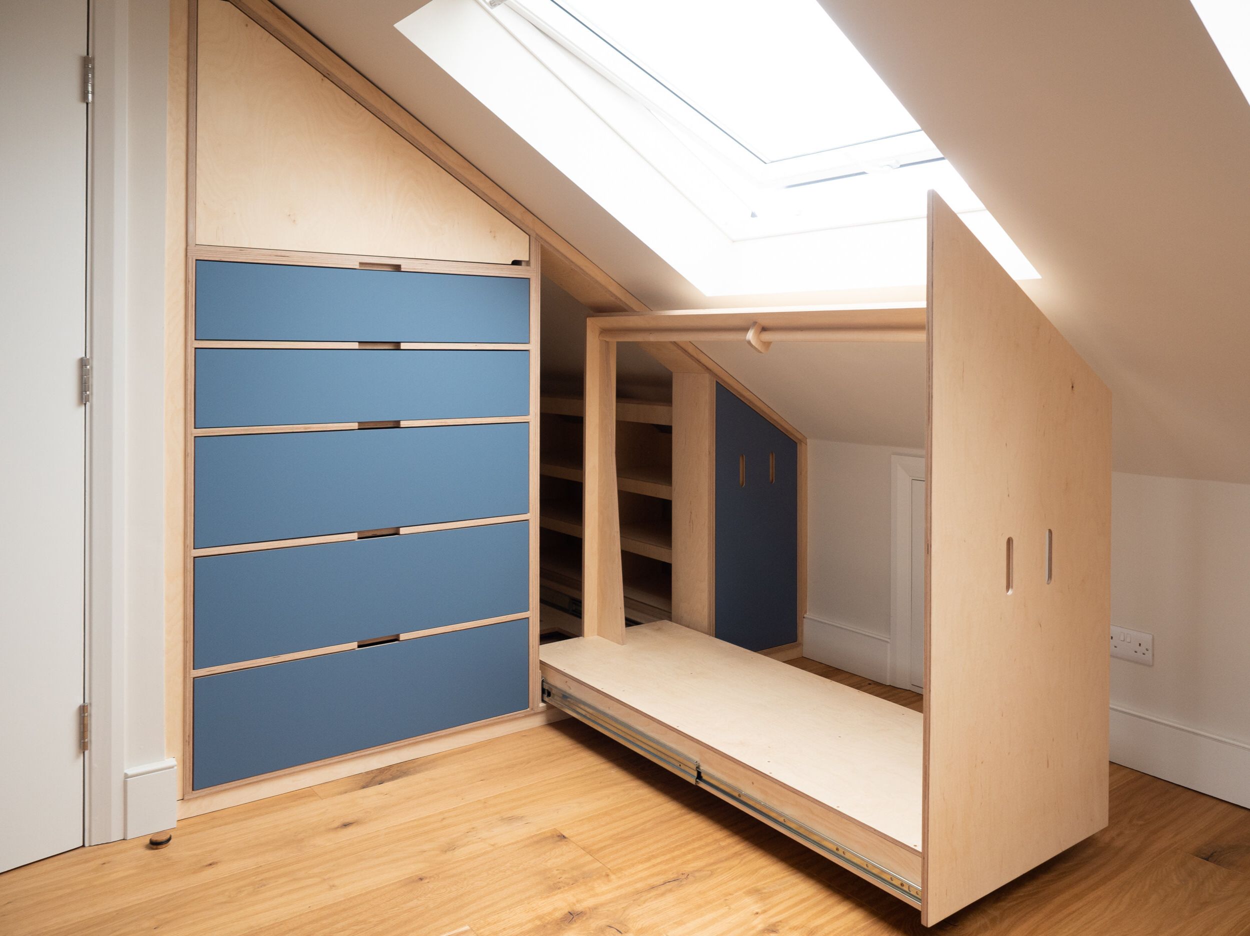 Plywood Eaves Wardrobe (with The Giant Drawers Of Dreams And Fenix Laminate  Fronts) — The Modern Carpenter Inside Heavy Duty Wardrobes (View 12 of 20)