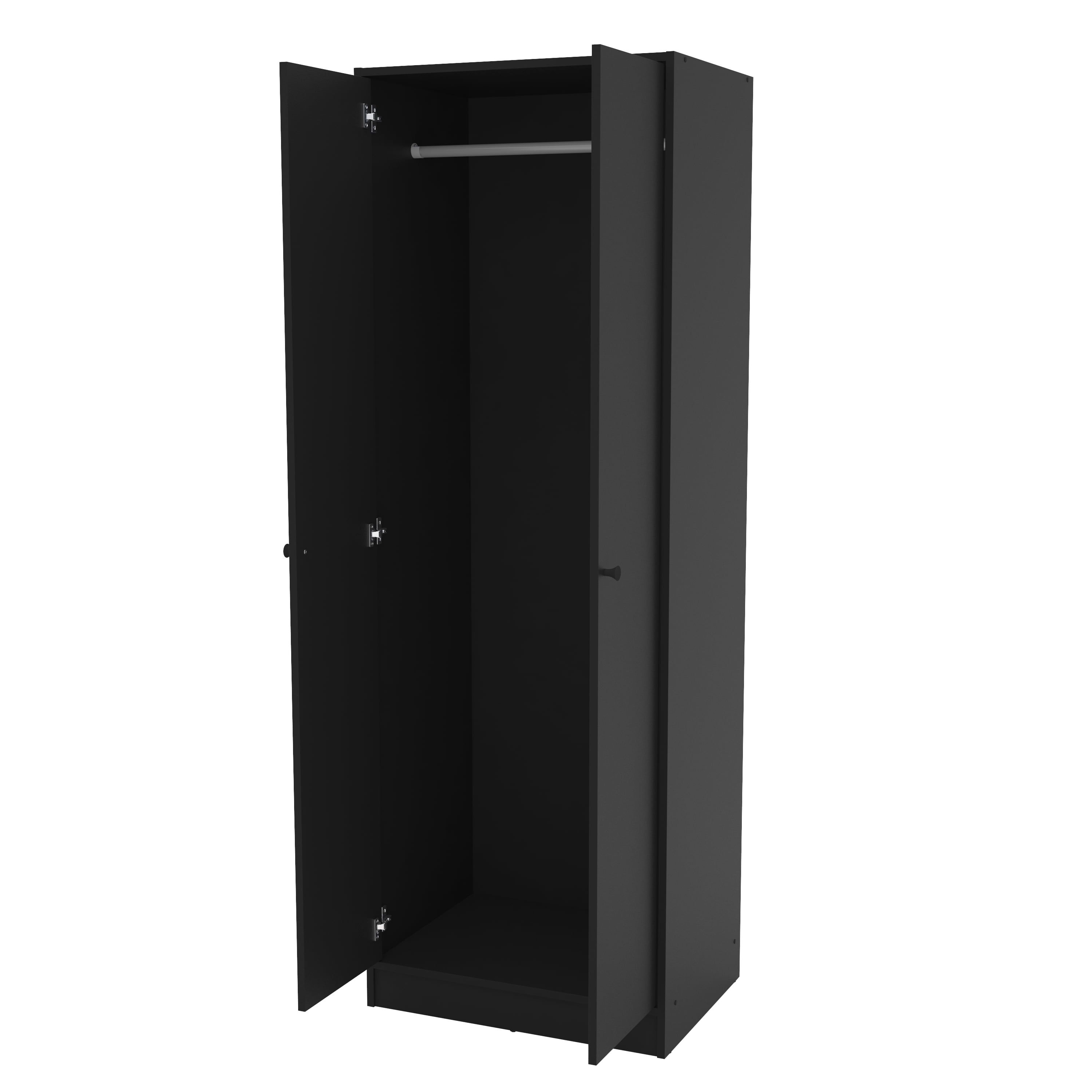 Polifurniture Denmark 2 Door Bedroom Armoire, Black – Walmart With Regard To Black Single Door Wardrobes (Gallery 18 of 20)
