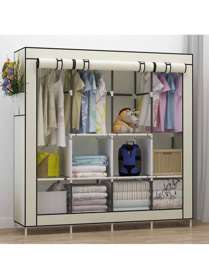 Portable Closet Large Wardrobe Closet Clothes Organizer With 6 Storage  Shelves, 4 Hanging Sections 4 Side Pockets | Shein Usa Pertaining To Wardrobes With Shelf Portable Closet (View 17 of 20)