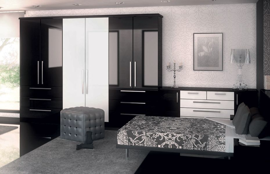 Premier Duleek Wardrobe Doors In High Gloss Black And High Gloss White Homestyle Pertaining To Black Gloss Wardrobes (View 16 of 20)