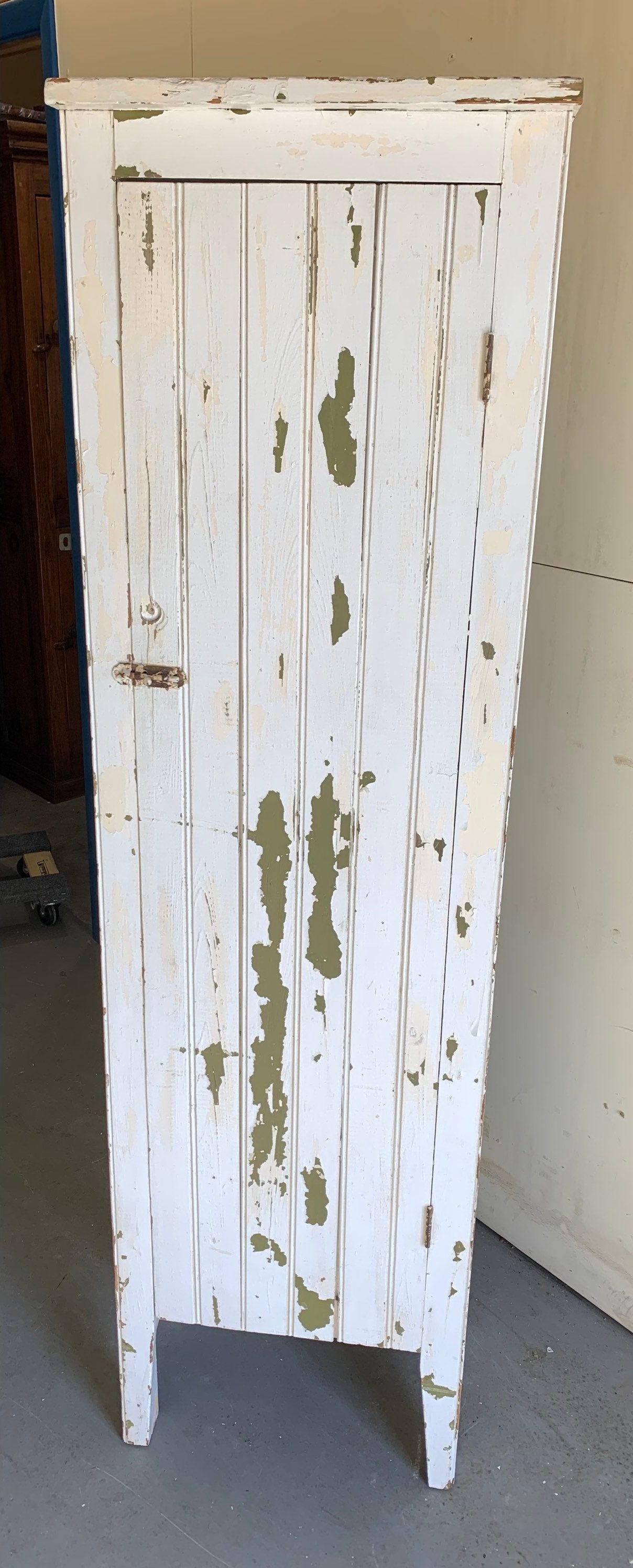Primitive Connecticut White Green Pine Chimney Cabinet – Etsy Norway Regarding Shabby Chic Pine Wardrobes (Gallery 18 of 20)