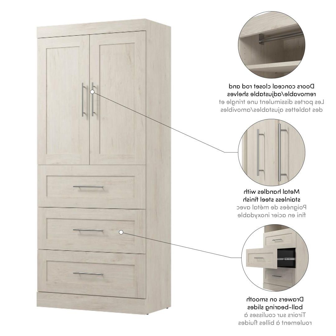Pur 36w Wardrobe With Drawers | Bestar Regarding Single Oak Wardrobes With Drawers (View 10 of 20)