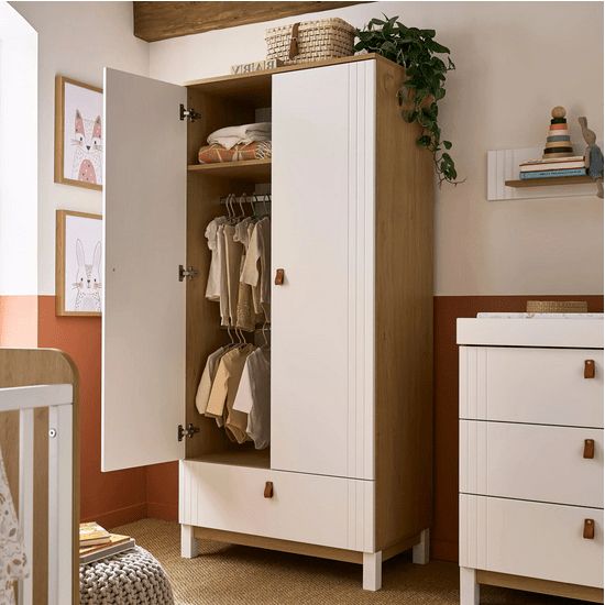Rafi Nursery Wardrobe – Oak & White – Little'uns Retail Ltd Pertaining To Nursery Wardrobes (View 8 of 20)