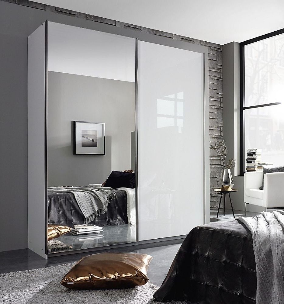 Rauch Essensa White Gloss 2 Sliding Door Wardrobe With Mirror – 181cm Wide  – Allans Furniture & Flooring Warehouse In White Gloss Mirrored Wardrobes (View 12 of 20)