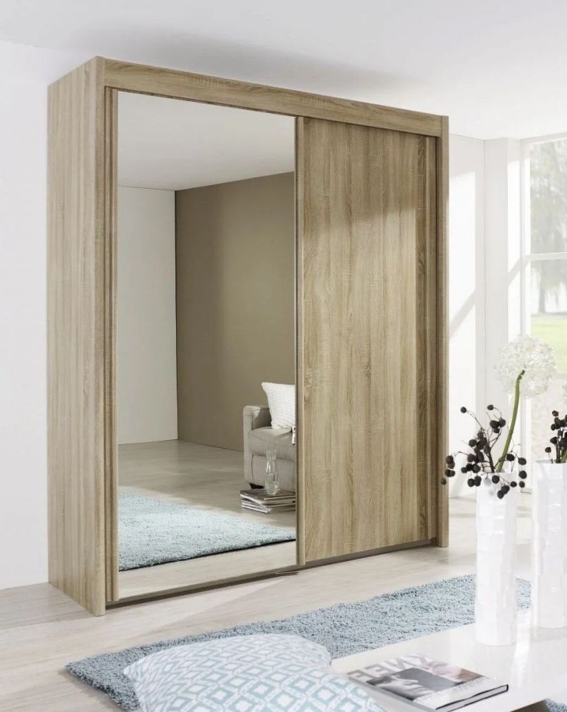 Rauch Imperial 2 Door – 1 Mirrored Wardrobe In Sonoma Oak | Michael  O'connor Furniture Regarding Rauch Imperial Wardrobes (View 6 of 20)