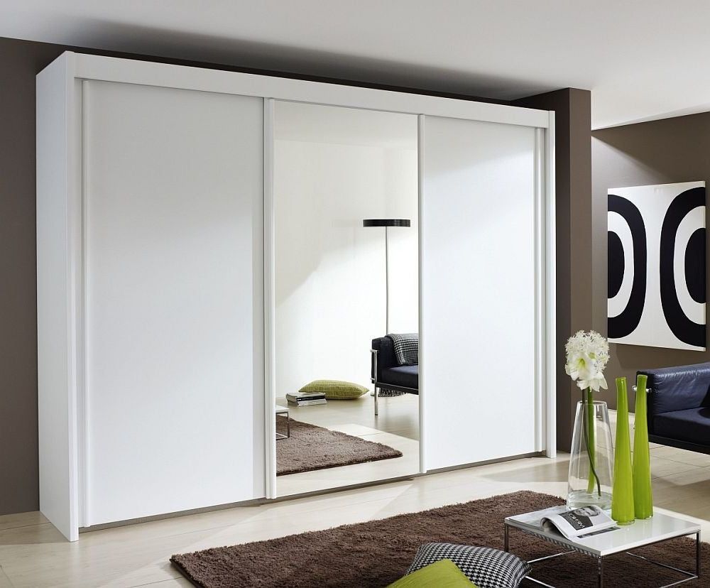 Rauch Imperial 3 Door Mirror Sliding Wardrobe In White – 300cm Wide –  Allans Furniture & Flooring Warehouse With 3 Doors Wardrobes With Mirror (Gallery 12 of 20)