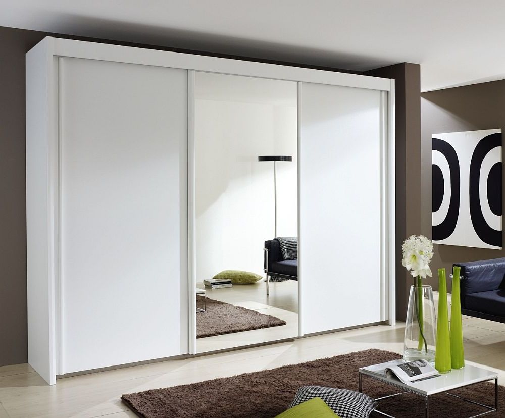 Rauch Imperial 3 Door Mirror Sliding Wardrobe In White – W 300cm – Cfs  Furniture Uk With White 3 Door Wardrobes (View 13 of 20)