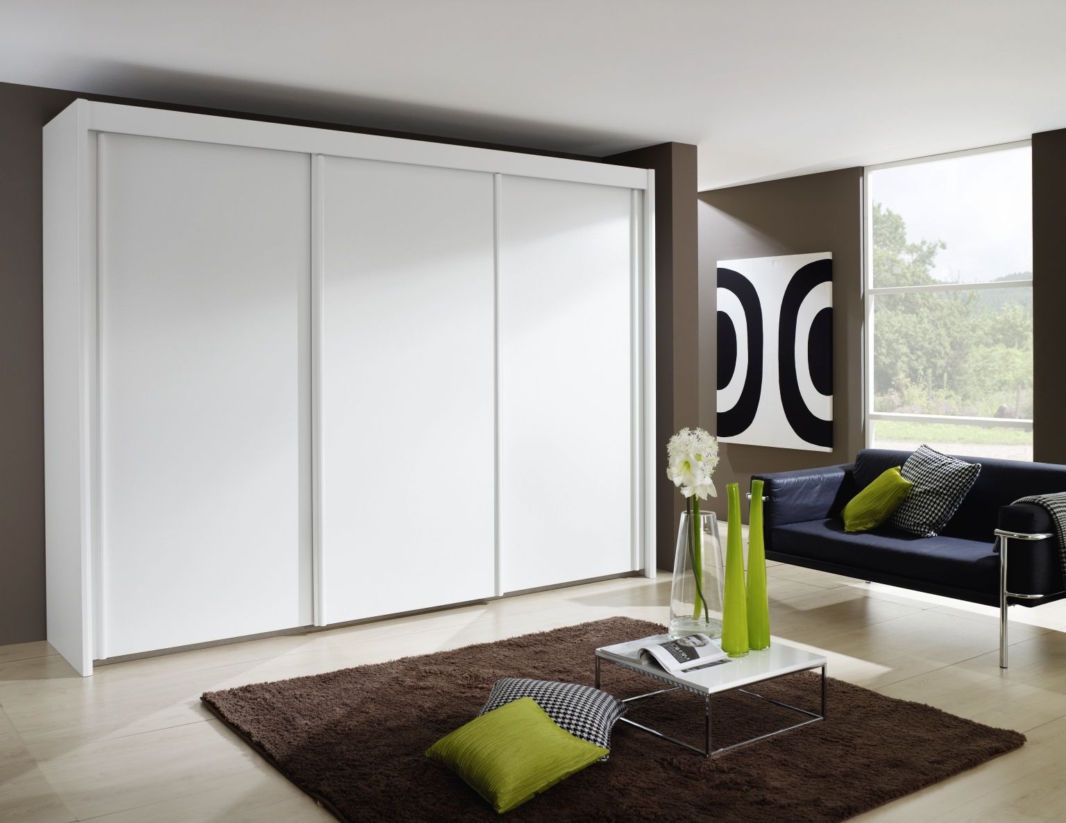 Rauch Imperial 3 Door Sliding Wardrobe In White – W 280cm – Cfs Furniture Uk With 3 Door White Wardrobes (Gallery 20 of 20)