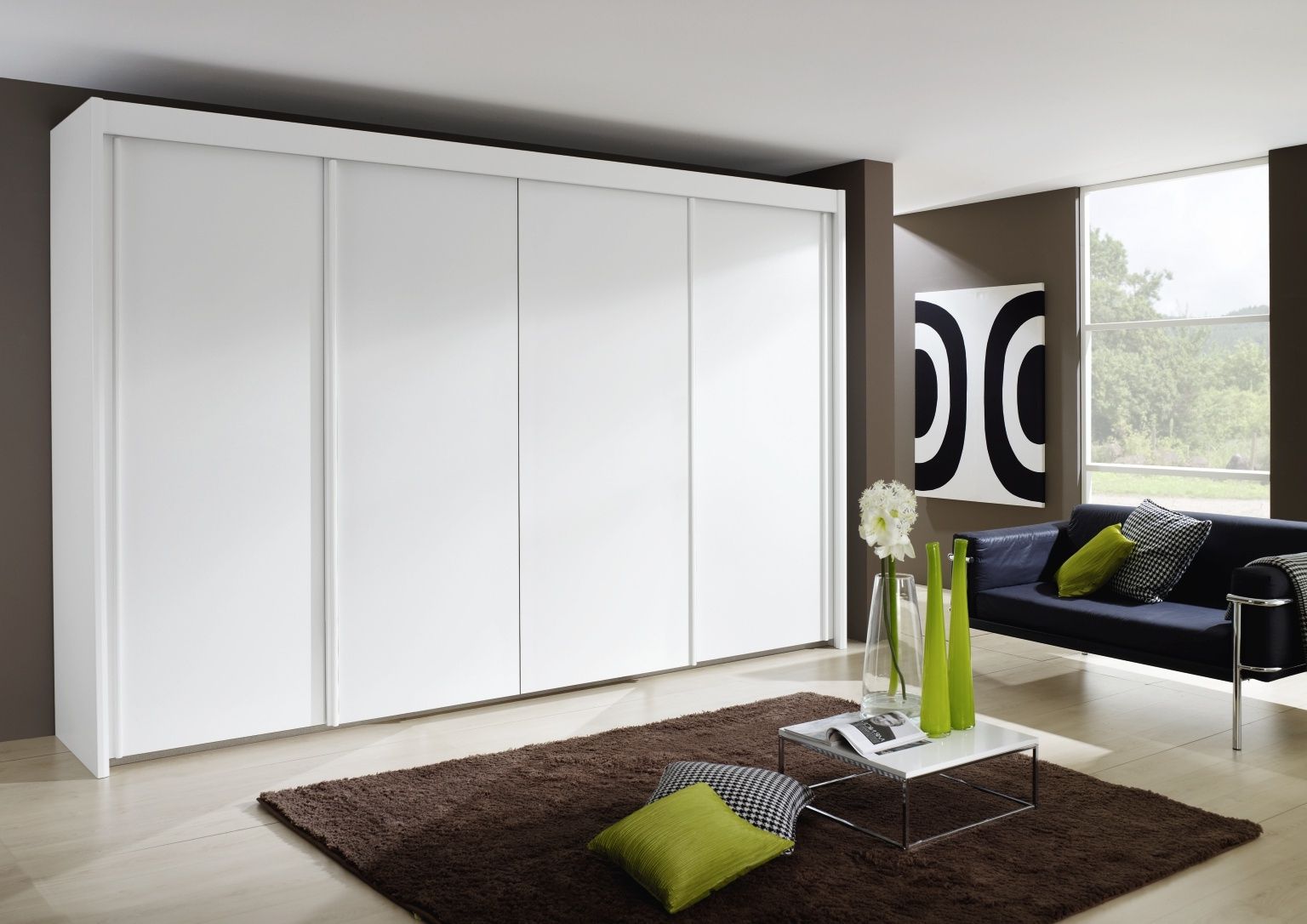 Rauch Imperial 4 Door Sliding Wardrobe In White – W 350cm – Cfs Furniture Uk In 4 Door White Wardrobes (View 10 of 20)