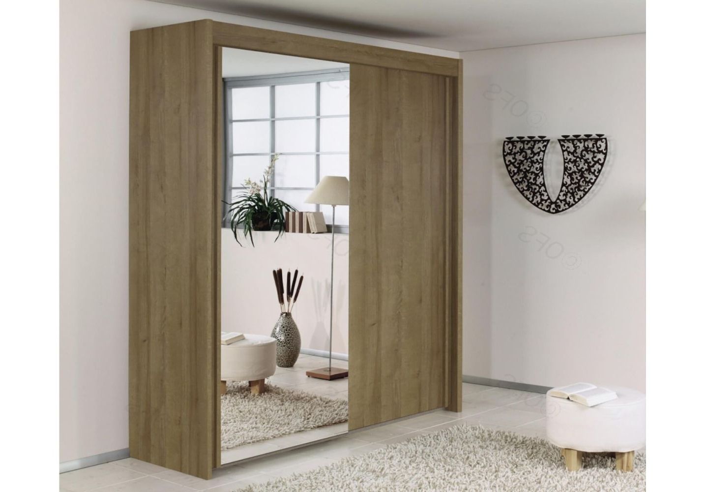 Rauch Imperial Sonoma Oak 2 Door Sliding Wardrobe With 1 Mirror (w151cm) |  Online Furniture Store Uk Throughout Rauch Imperial Wardrobes (Gallery 20 of 20)