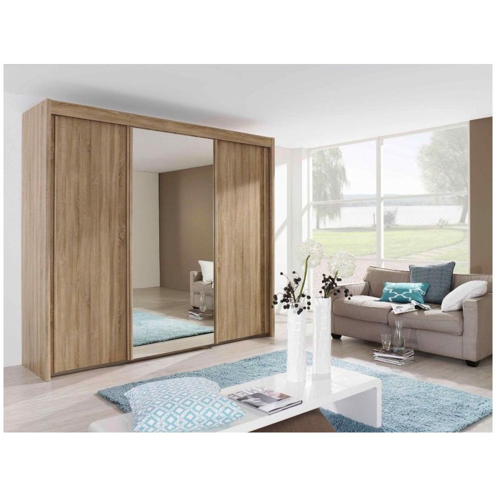 Rauch Imperial Sonoma Oak & Mirror 3 Door Sliding Wardrobe – Rauch Wardrobes Intended For 3 Door Mirrored Wardrobes (Gallery 17 of 20)