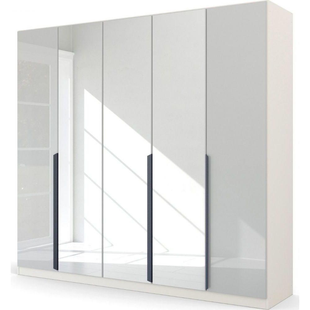 Rauch White Glass With Mirror Modern 5 Door Wardrobe – Rauch Wardrobes Regarding 5 Door Mirrored Wardrobes (View 2 of 20)