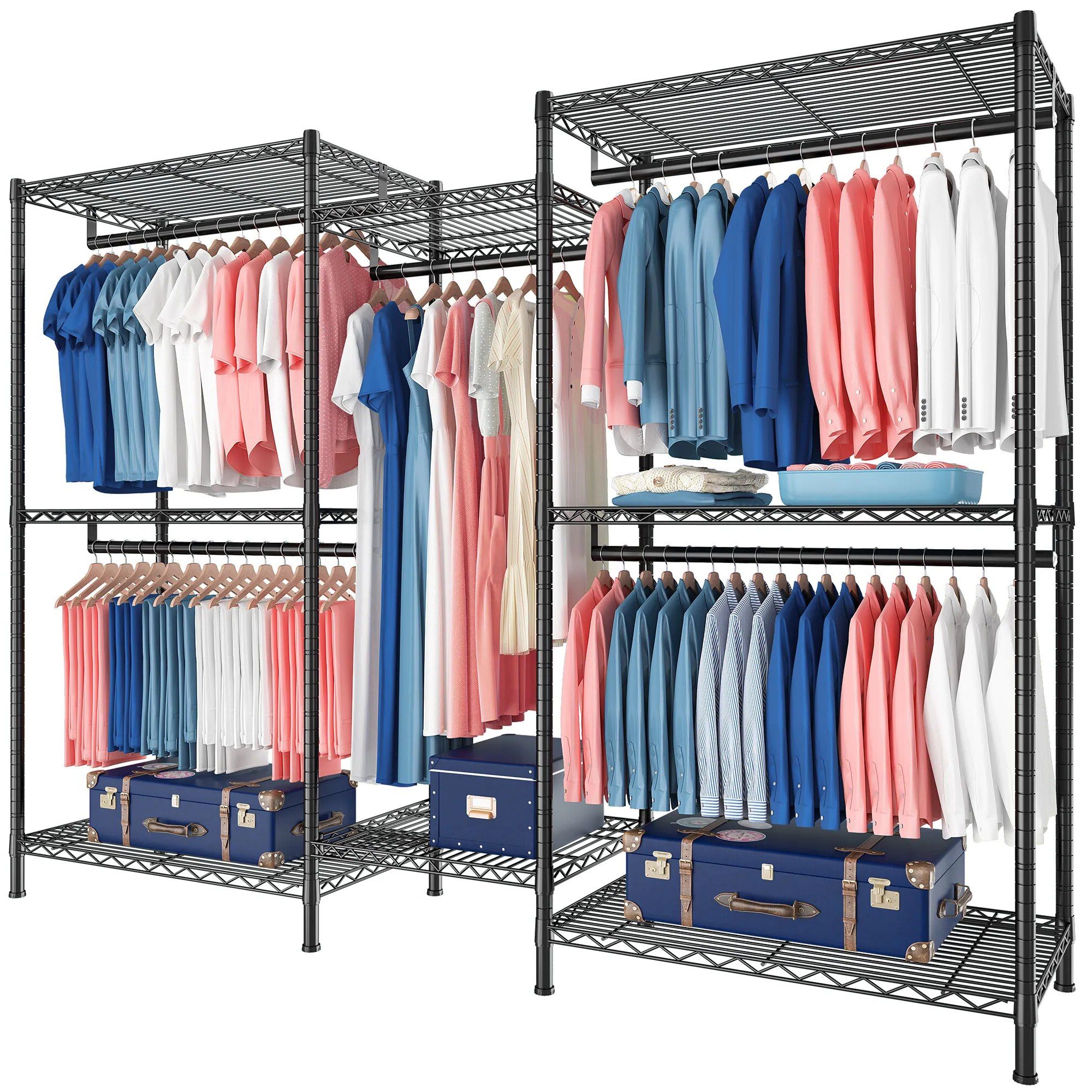 Raybee 830lbs Heavy Duty Clothing Racks For Hanging Clothes Freestanding Closet  Wardrobe Rack 77“ Portable Metal Clothes Rack – Aliexpress With Wire Garment Rack Wardrobes (View 9 of 20)