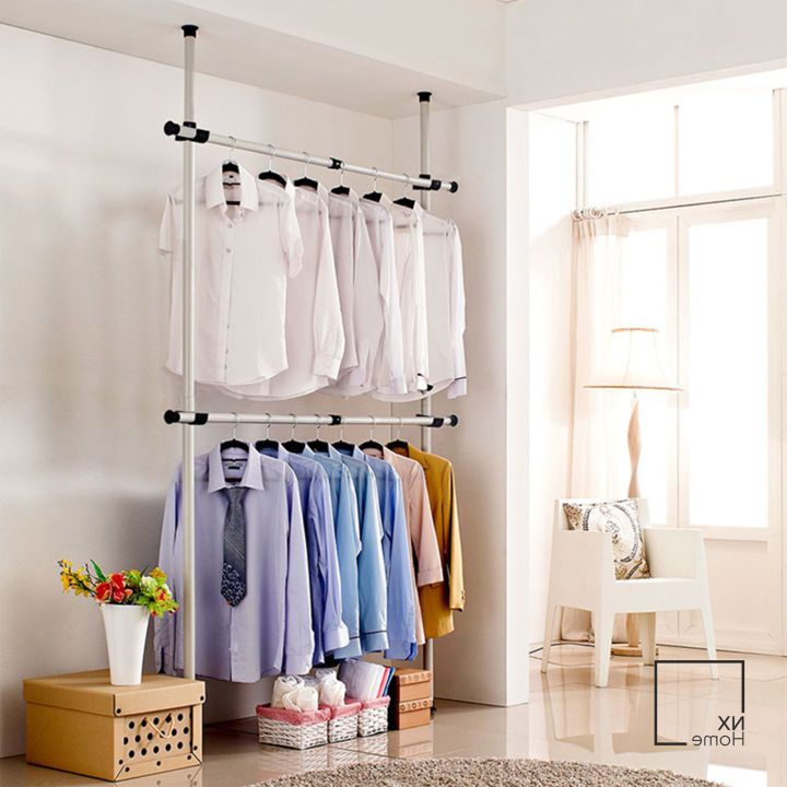 Ready Stock) Nx Home Open Wardrobe – Space Saving Rack – Multi Functional  Clothes Hanger – Minimalist Wardrobe  Chrome | Lazada Ph With Chrome Garment Wardrobes (View 11 of 20)