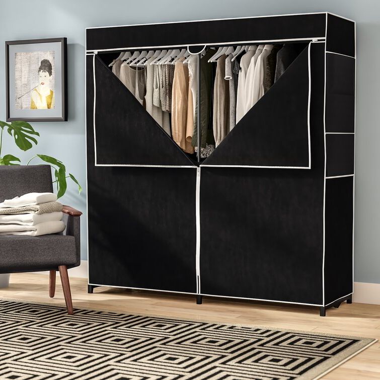 Rebrilliant 60'' Fabric Portable Wardrobe & Reviews | Wayfair Inside Extra Wide Portable Wardrobes (View 7 of 20)