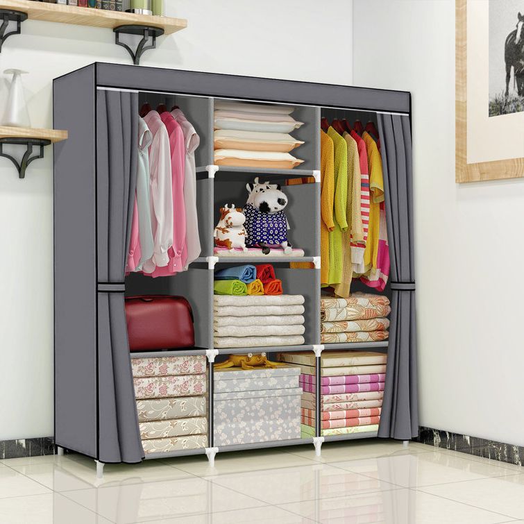Rebrilliant Camyron 50'' Fabric Portable Wardrobe & Reviews | Wayfair Regarding Wardrobes With Shelf Portable Closet (View 16 of 20)