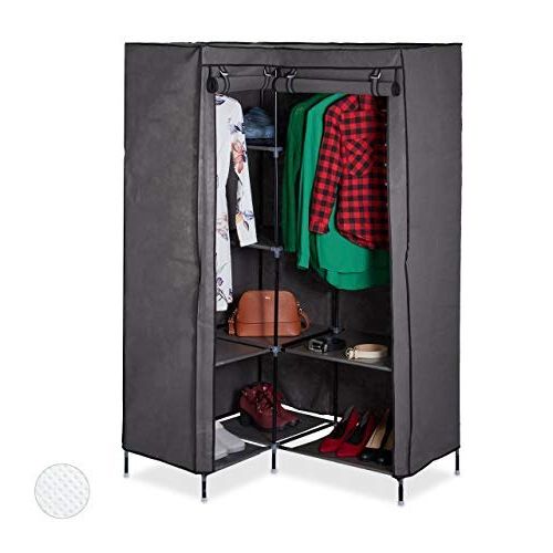 Relaxdays Corner Canvas Wardrobe, 8 Tiers, 2 Clothes Rails, Plug In System,  169 X 100 X 83 Cm, Fabric, Steel, Plastic, Pack Of 1 On Onbuy Pertaining To Single Tier Zippered Wardrobes (Gallery 18 of 20)