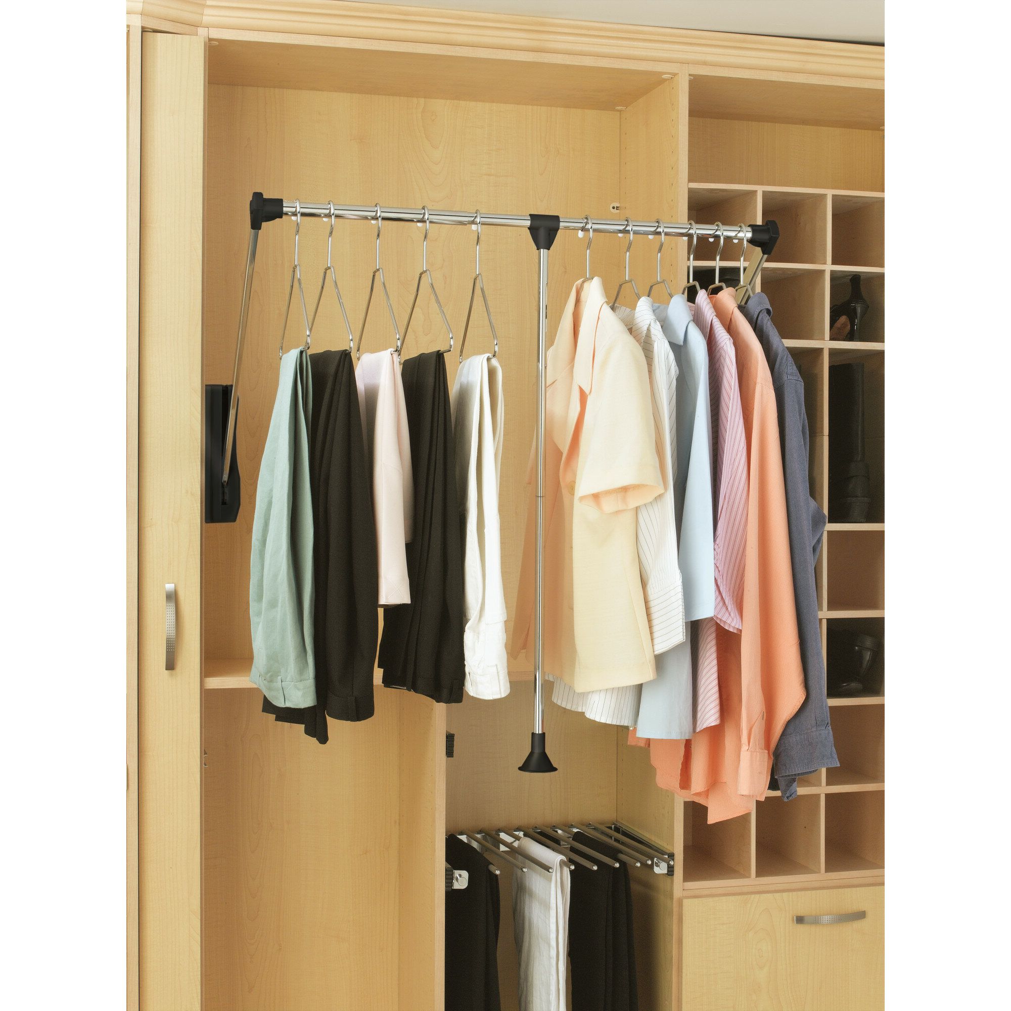 Rev A Shelf 35 To 48 Inch Adjustable Pull Down Closet Rod & Reviews |  Wayfair With Wardrobes With Garment Rod (Gallery 11 of 20)