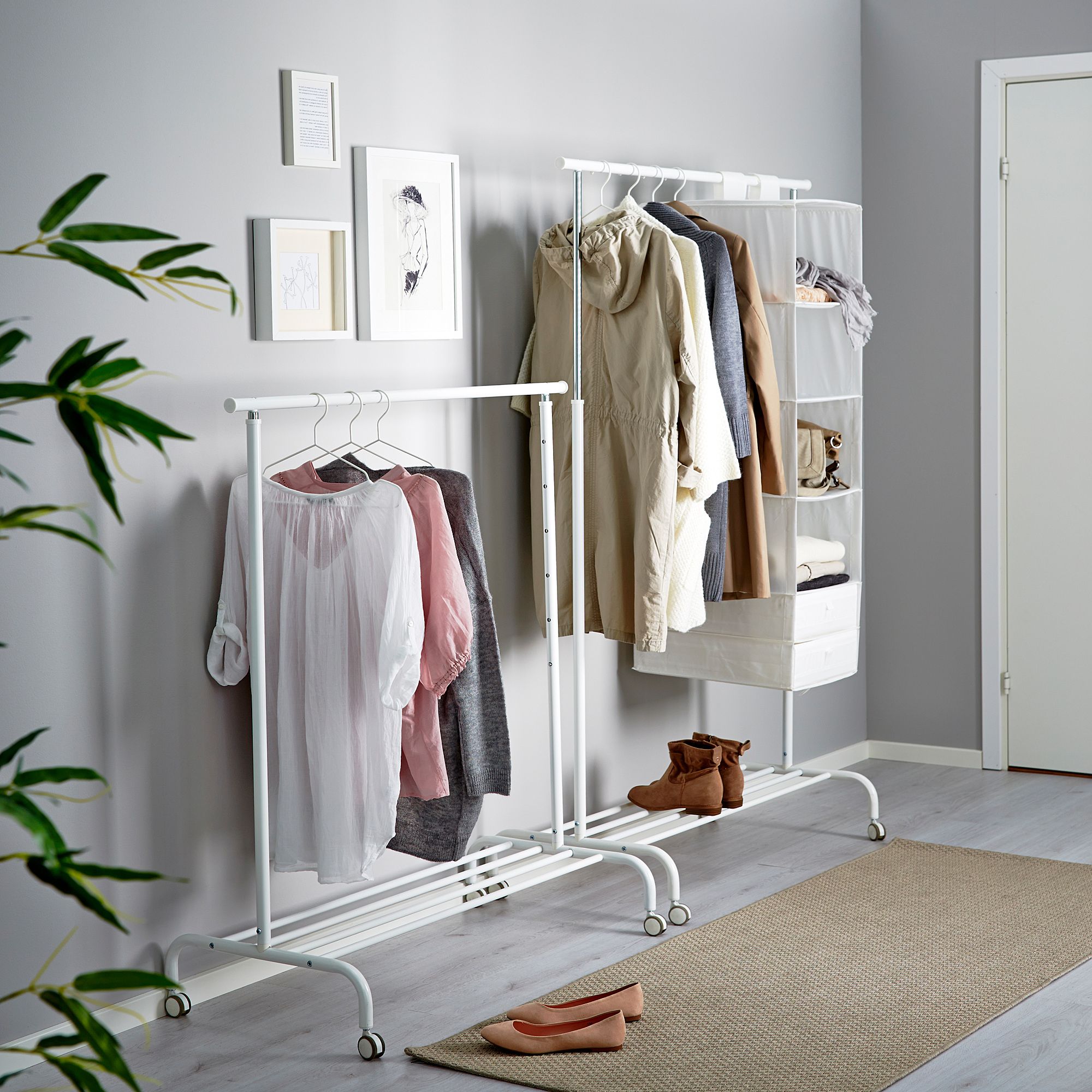 Rigga Clothes Rack White | Ikea Lietuva With Regard To Ikea Double Rail Wardrobes (Gallery 15 of 20)