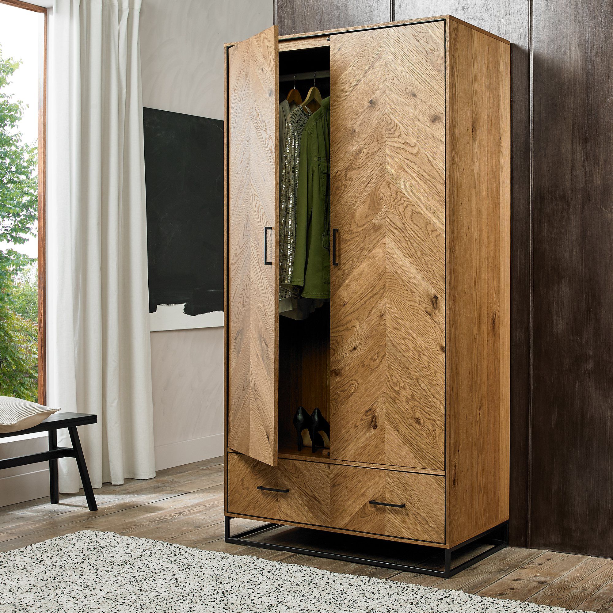 Riva Rustic Oak Double Wardrobe | Bedroom Furniture – Bentley Designs Uk Ltd Inside Double Wardrobes (View 7 of 20)