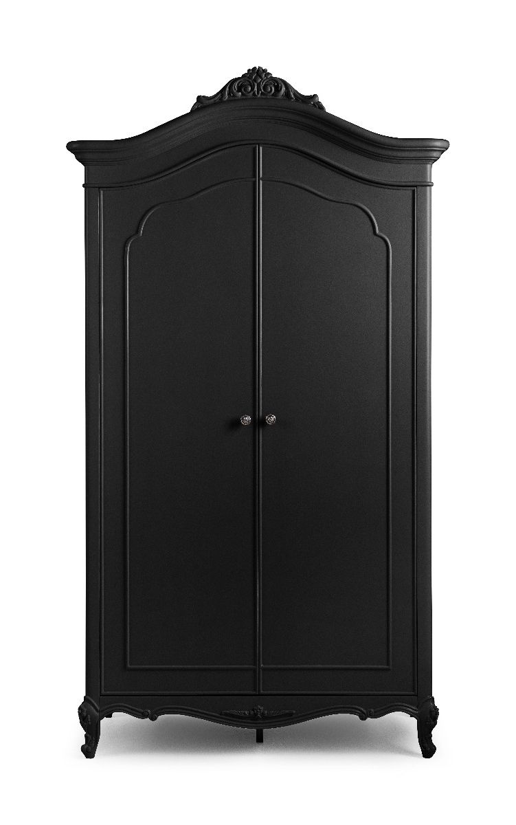Rochelle Noir 2 Door French Armoire | French Bedroom Furniture – French  Style Wardrobes Inside French Armoires And Wardrobes (View 11 of 20)
