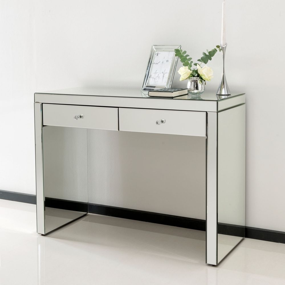 Romano Crystal Mirrored Dressing Table | Venetian Mirrored Furniture For Romano Mirrored Wardrobes (View 18 of 20)