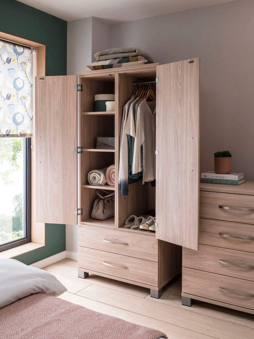 Roxy Double Wardrobe With 2 Drawers – Tough Furniture Inside Wardrobes With Two Drawers (View 2 of 20)