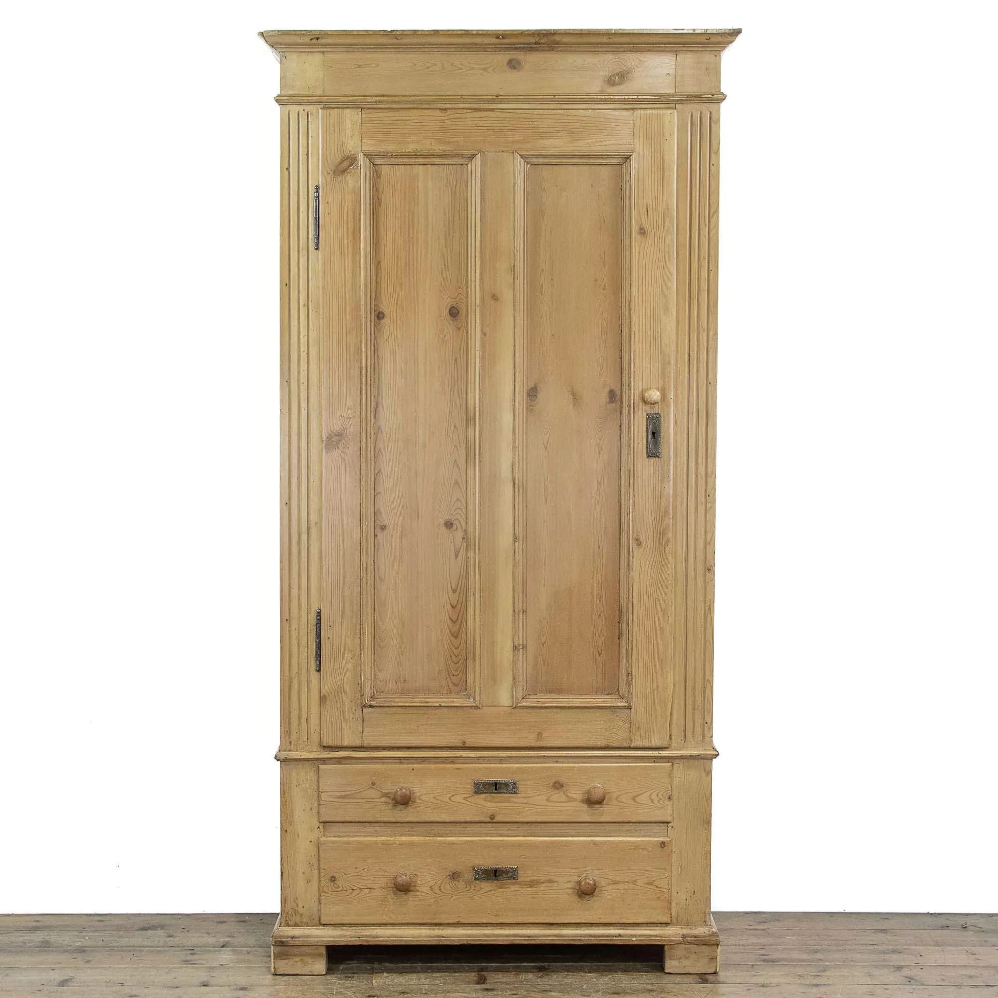 Rustic Single Door Antique Pine Wardrobe In Antique Wardrobes & Armoires For Natural Pine Wardrobes (View 4 of 20)
