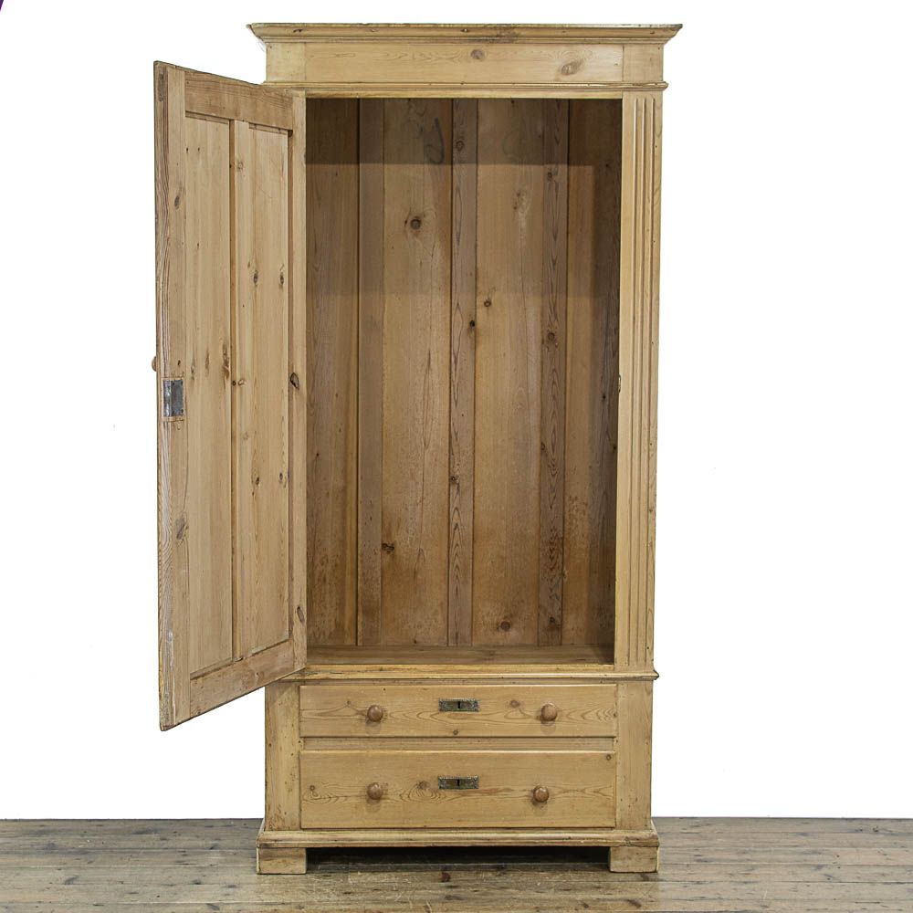 Rustic Single Door Antique Pine Wardrobe | M 4376 | Penderyn Antiques Inside Single Door Pine Wardrobes (Gallery 8 of 20)
