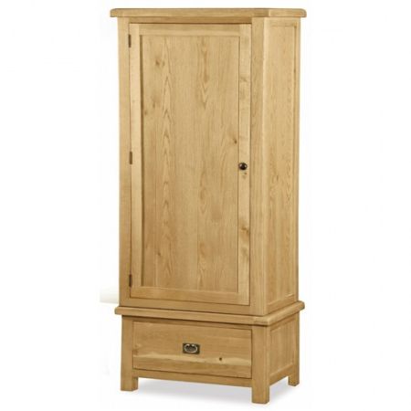 Salisbury Oak 1 Door / 1 Drawer Single Wardrobe | Colour Supplies With Regard To Single Oak Wardrobes With Drawers (Gallery 1 of 20)