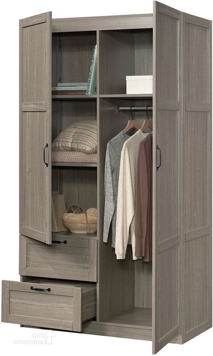 Sauder Select Storage Cabinet Wardrobe In Silver Sycamore – 1stopbedrooms For Silver Metal Wardrobes (Gallery 2 of 20)