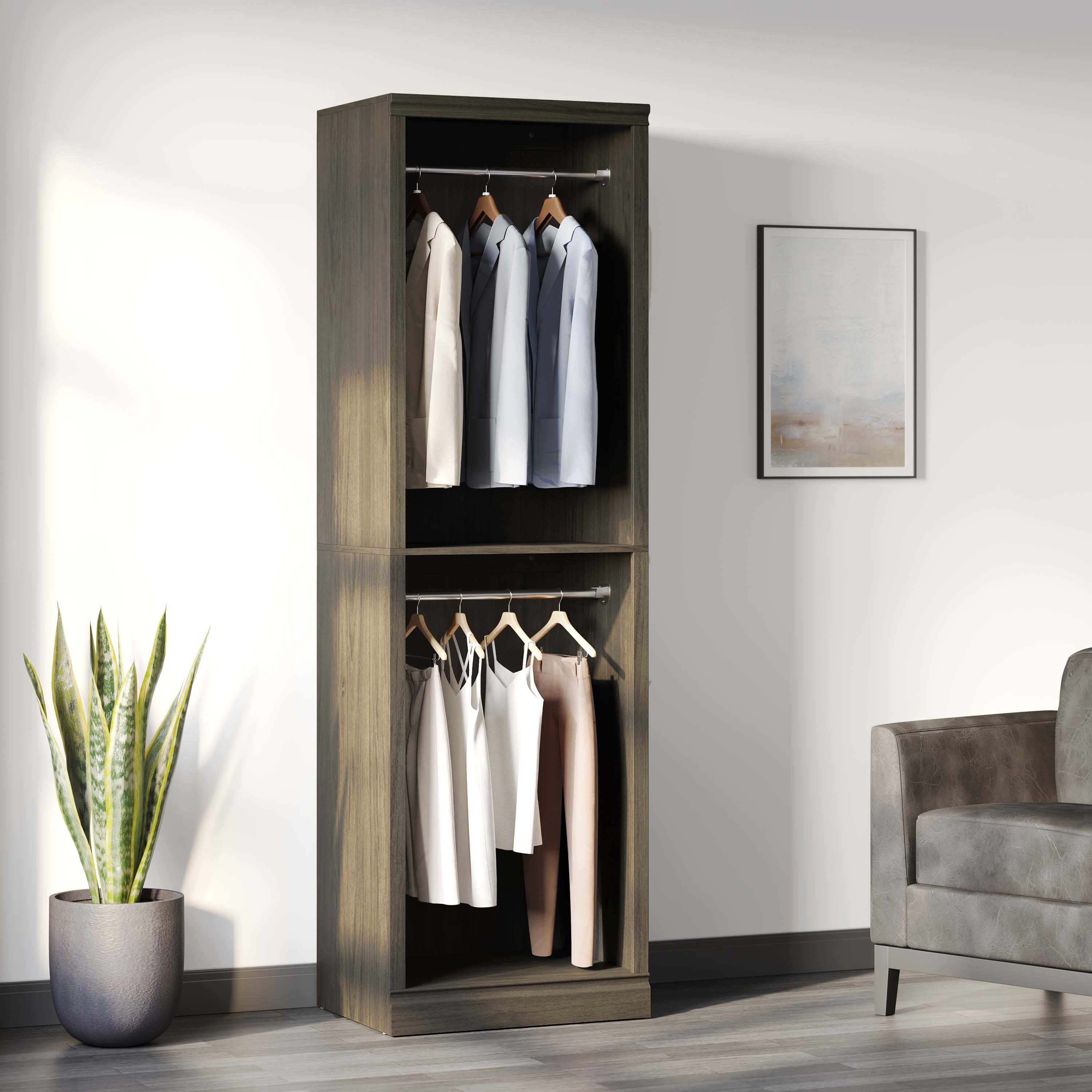 Scott Living Nolan 25" Wardrobe Closet With 2 Shelves And 2 Clothes Rod  Closet System & Reviews | Wayfair Throughout 2 Separable Wardrobes (Gallery 4 of 20)