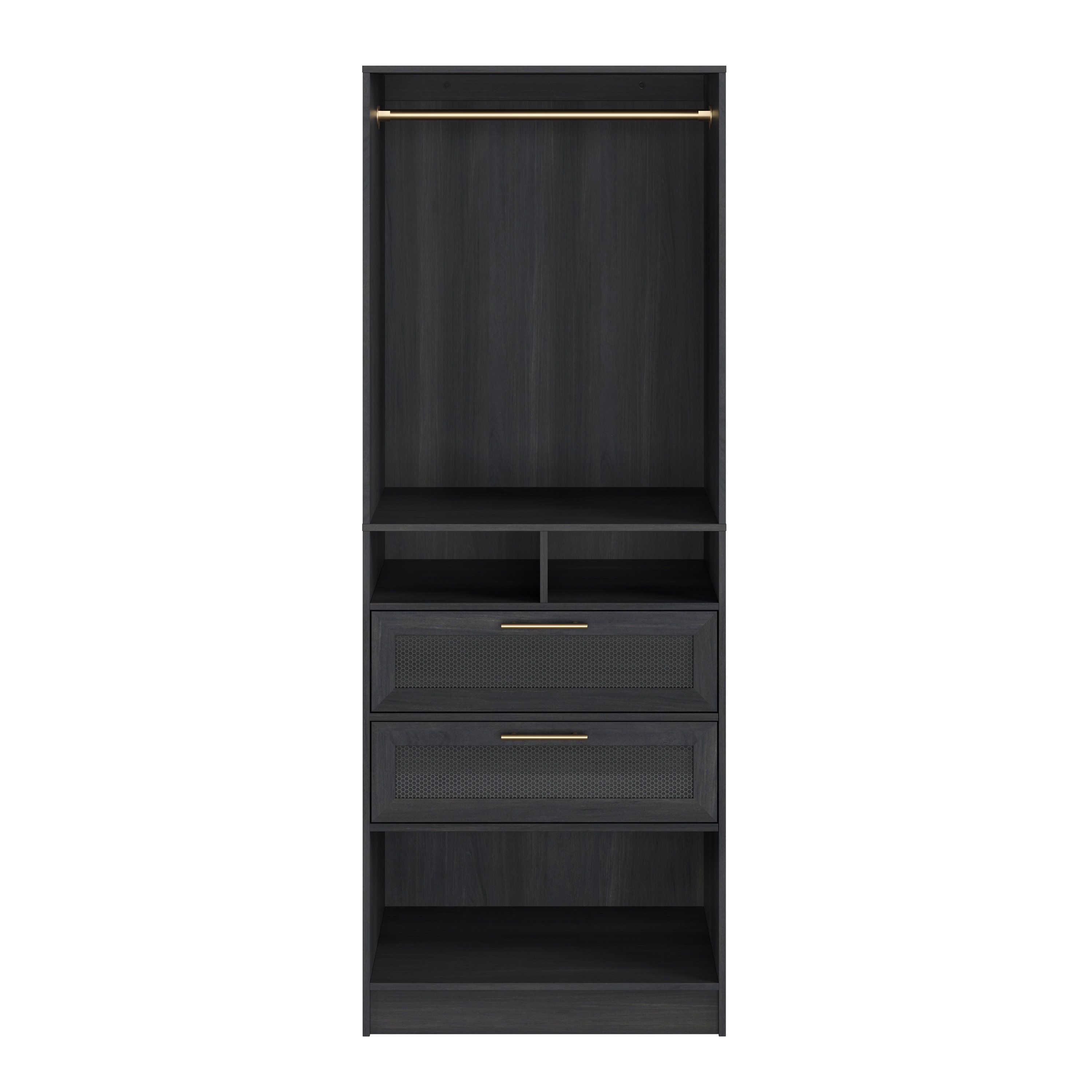 Scott Living Robin 30" Wardrobe Closet With 2 Drawers And 4 Shelves With  Clothes Rod Closet System & Reviews | Wayfair Throughout 2 Separable Wardrobes (Gallery 10 of 20)