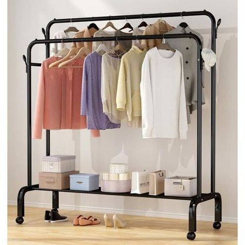 Shop Generic Double Rod Extendable Garment Hanging Rail, 120cm | Dragon  Mart Uae For Double Black Covered Tidy Rail Wardrobes (View 14 of 20)