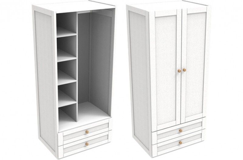 Sierra White Double Combi Wardrobe | Childrens Bed Centres With Arctic White Wardrobes (Gallery 18 of 20)