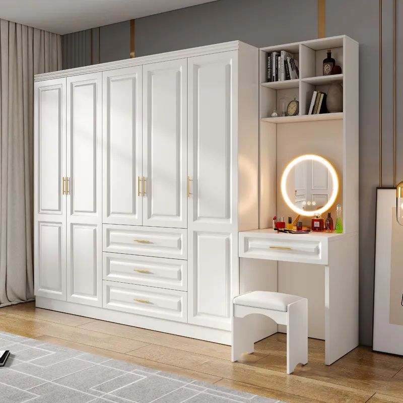Simple Modern Wardrobe Household Bedroom Cabinet With Dressing Table  Combination Five Or Six Door Storage Wardrobe – Aliexpress For Wardrobes And Drawers Combo (View 13 of 20)