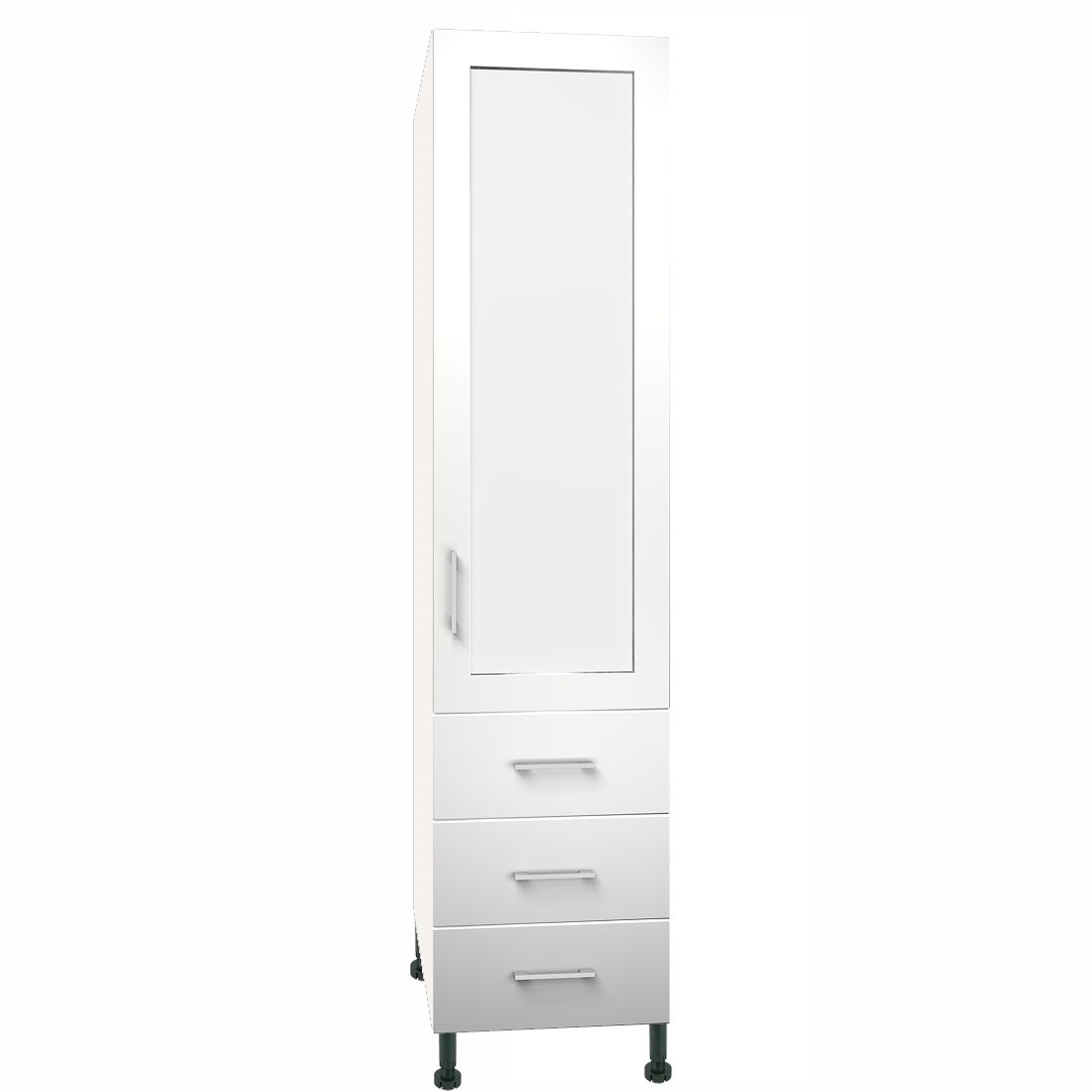 Single Wardrobe Mirrored Door 3 Drawers – Meon Acrylic – Paramount Bathrooms With Single White Wardrobes With Drawers (View 7 of 20)